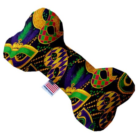 Mirage Pet Products Mardi Gras Masquerade Stuffing Free 8 in. Bone Dog Toy 1377-SFTYBN8